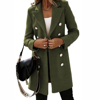 Fashion Turndown Collar Jacket For Women Autumn Winter Long-sleeved Double-breasted Woolen Coat - ALL-IN-ONE GENSTORE & SERVICES