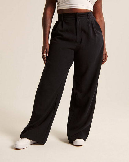 High Waist Straight Trousers With Pockets Wide Leg Casual Pants For Women - ALL-IN-ONE GENSTORE & SERVICES