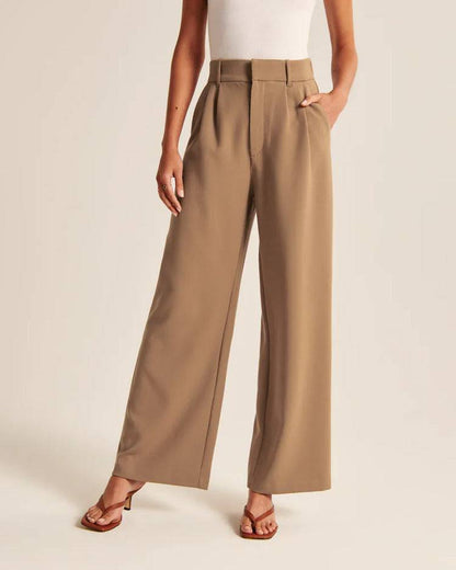 High Waist Straight Trousers With Pockets Wide Leg Casual Pants For Women - ALL-IN-ONE GENSTORE & SERVICES