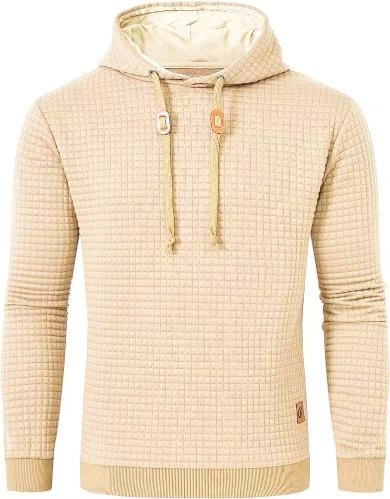 Men's Casual Solid Color Hooded Jacket All-matching Slim Fit Jacquard Plaid