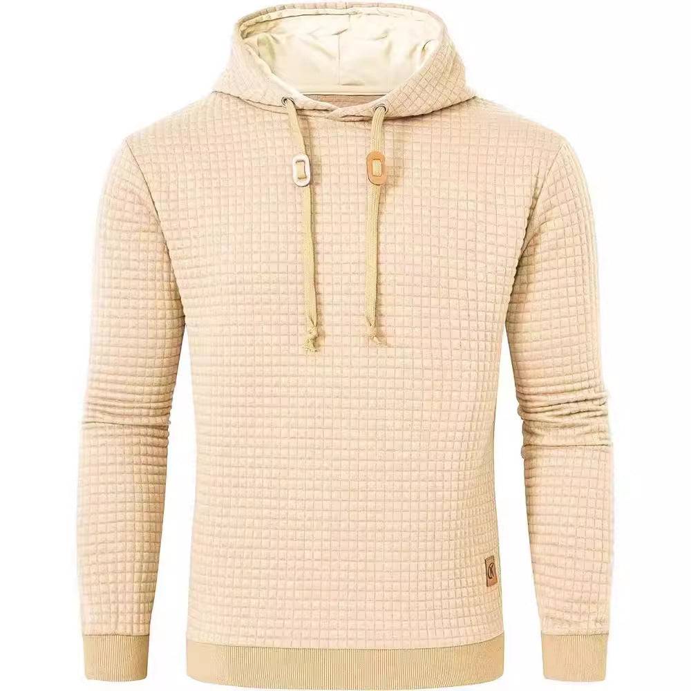 Men's Casual Solid Color Hooded Jacket All-matching Slim Fit Jacquard Plaid