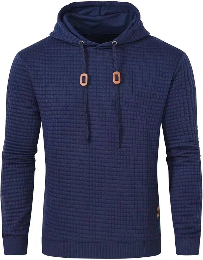 Men's Casual Solid Color Hooded Jacket All-matching Slim Fit Jacquard Plaid