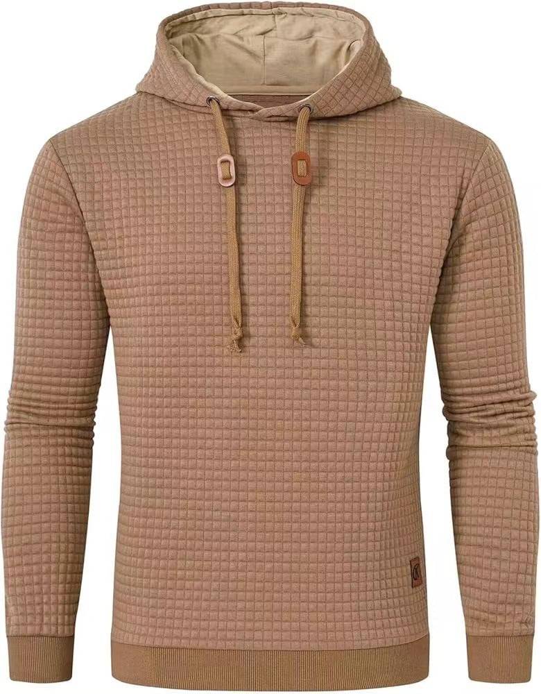 Men's Casual Solid Color Hooded Jacket All-matching Slim Fit Jacquard Plaid