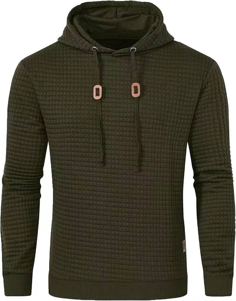 Men's Casual Solid Color Hooded Jacket All-matching Slim Fit Jacquard Plaid