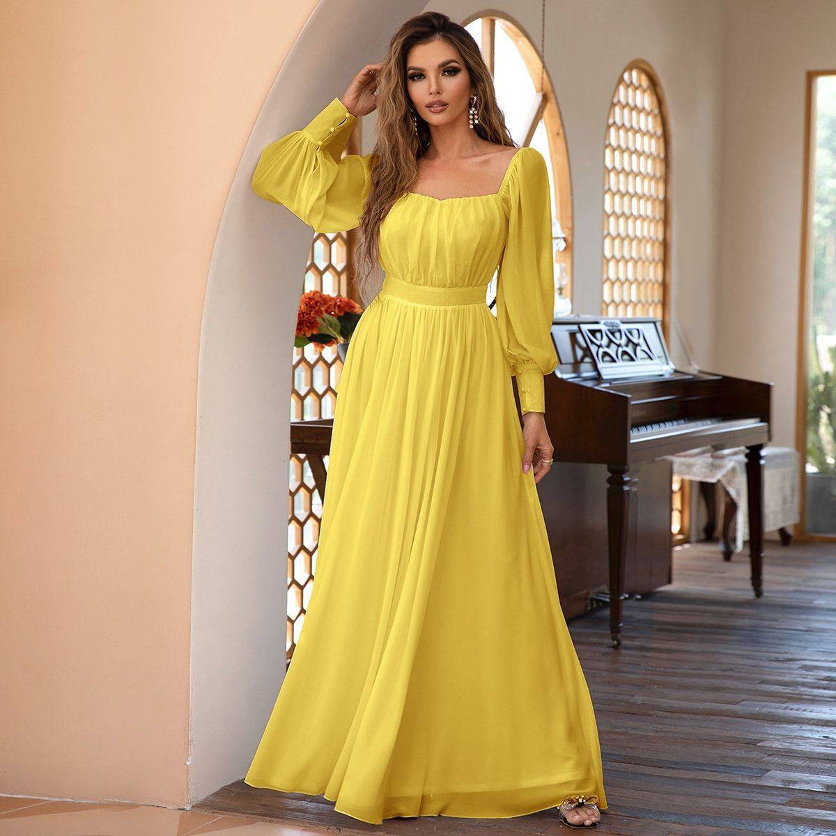 Superbe robe longue simple, mignonne, fraîche et douce