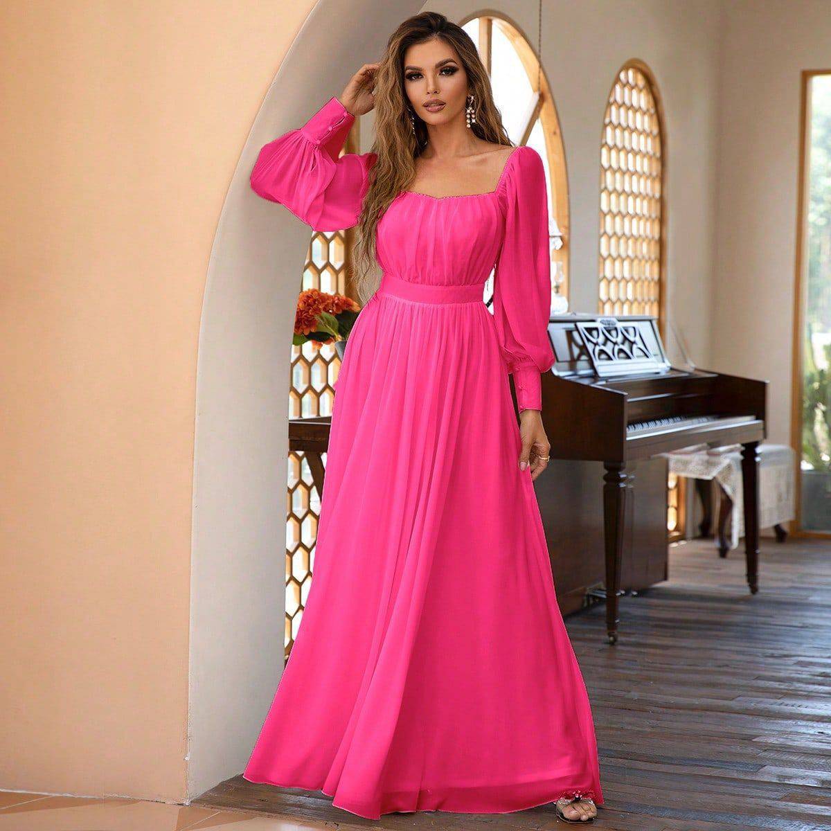 Superbe robe longue simple, mignonne, fraîche et douce