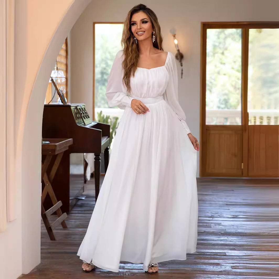 Superbe robe longue simple, mignonne, fraîche et douce