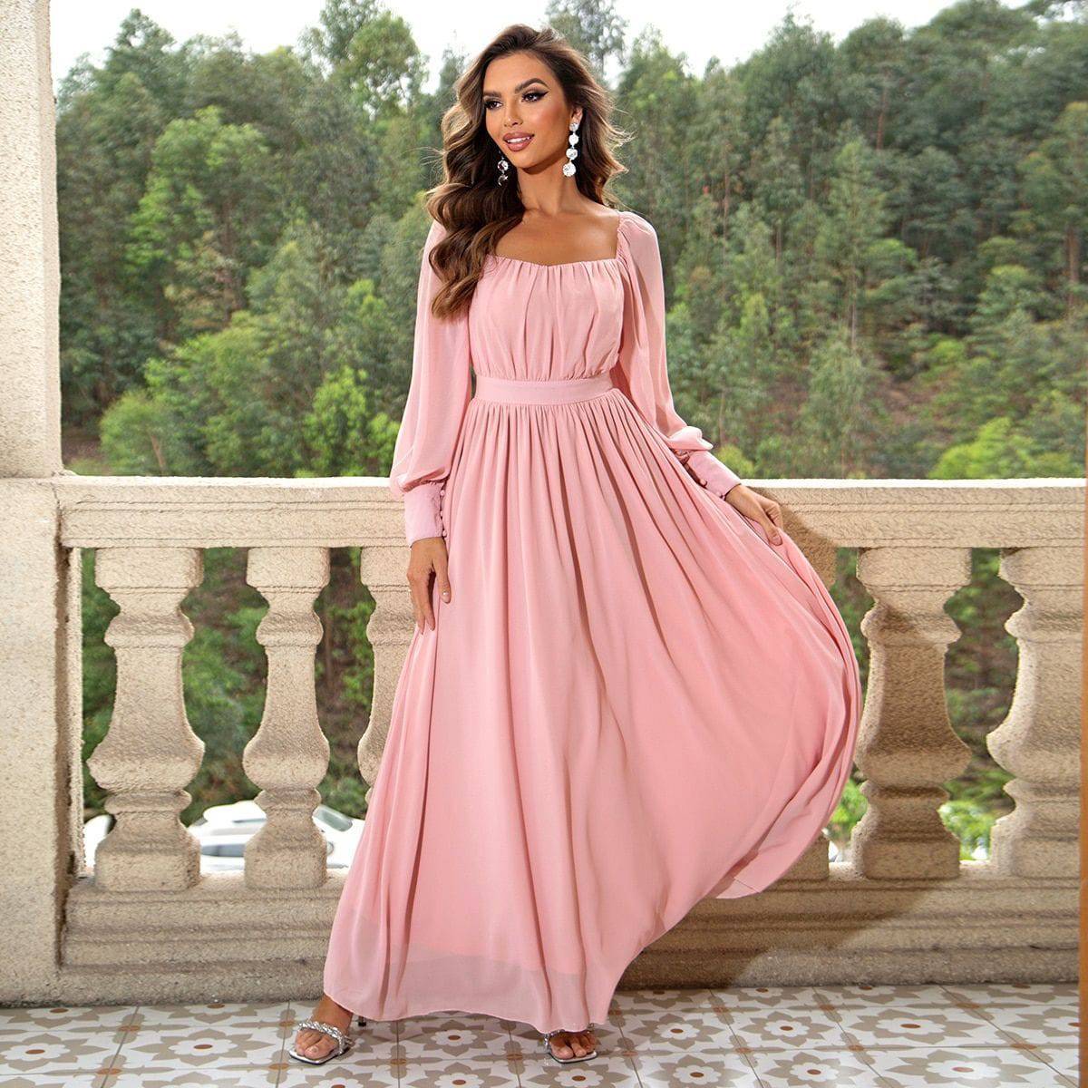 Superbe robe longue simple, mignonne, fraîche et douce