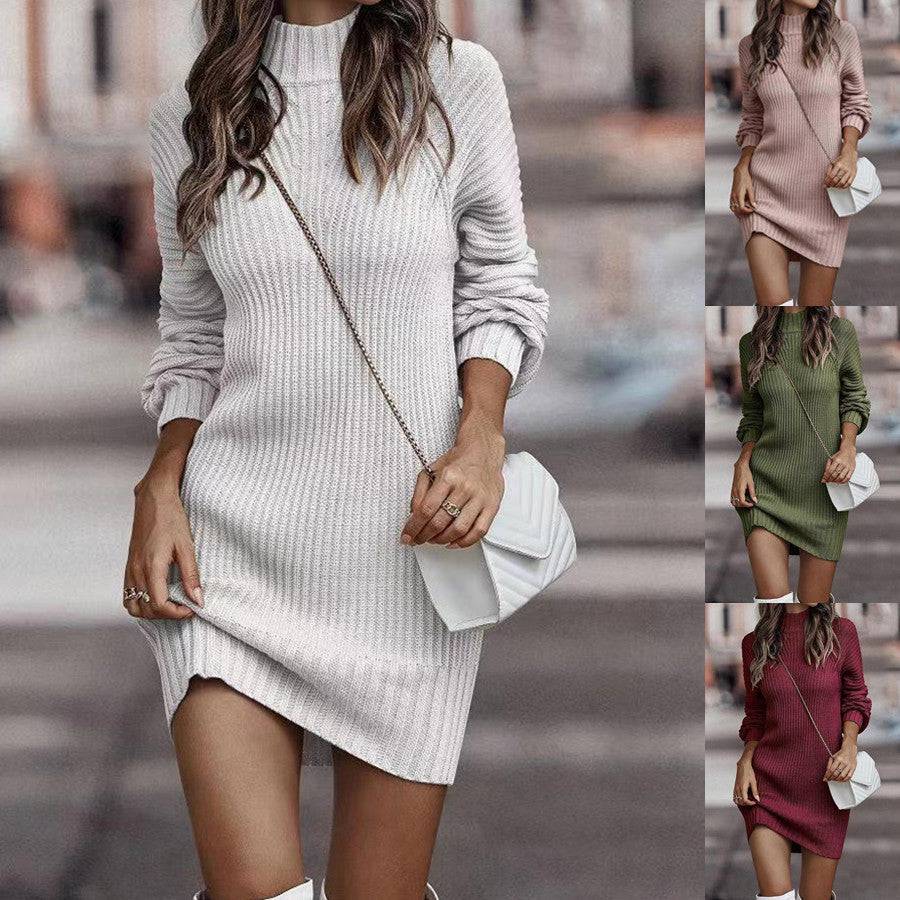 Women's Turtleneck Long Sweater Winter Fashion Long Sleeve Sweater Dress