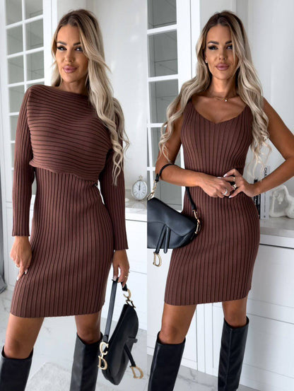 Elegant Women's Suit with Long-sleeved Top and Tight Suspender Skirt - ALL-IN-ONE GENSTORE & SERVICES
