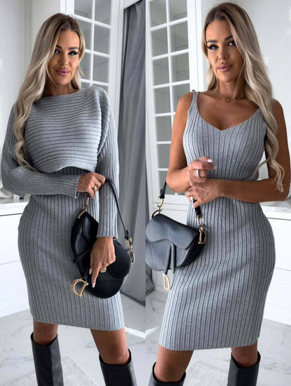 Elegant Women's Suit with Long-sleeved Top and Tight Suspender Skirt - ALL-IN-ONE GENSTORE & SERVICES