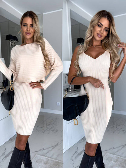Elegant Women's Suit with Long-sleeved Top and Tight Suspender Skirt - ALL-IN-ONE GENSTORE & SERVICES