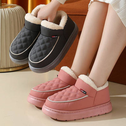 Winter Plush Cotton Shoes Warm Thick-bottom Waterproof Home Slippers All-match Indoor Outdoor Garden Shoes For Women - ALL-IN-ONE GENSTORE & SERVICES