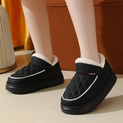 Winter Plush Cotton Shoes Warm Thick-bottom Waterproof Home Slippers All-match Indoor Outdoor Garden Shoes For Women - ALL-IN-ONE GENSTORE & SERVICES