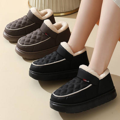 Winter Plush Cotton Shoes Warm Thick-bottom Waterproof Home Slippers All-match Indoor Outdoor Garden Shoes For Women - ALL-IN-ONE GENSTORE & SERVICES