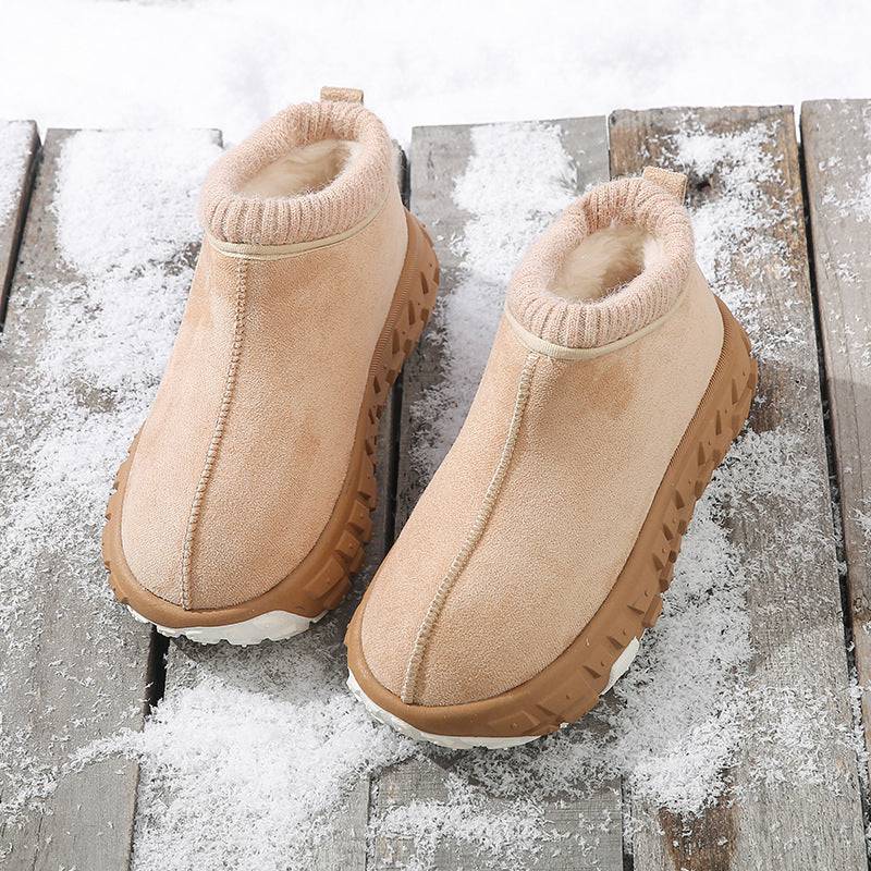 Botas de nieve de invierno con diseño de suela de neumático antideslizante, botines de gamuza cálidos para exteriores a la moda para mujer