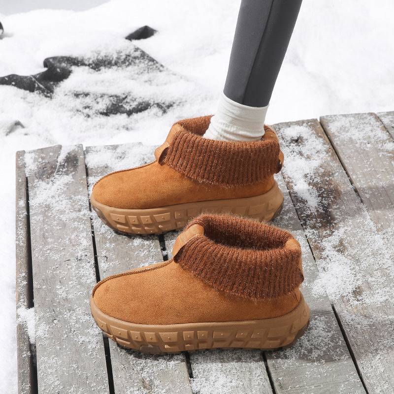 Botas de nieve de invierno con diseño de suela de neumático antideslizante, botines de gamuza cálidos para exteriores a la moda para mujer