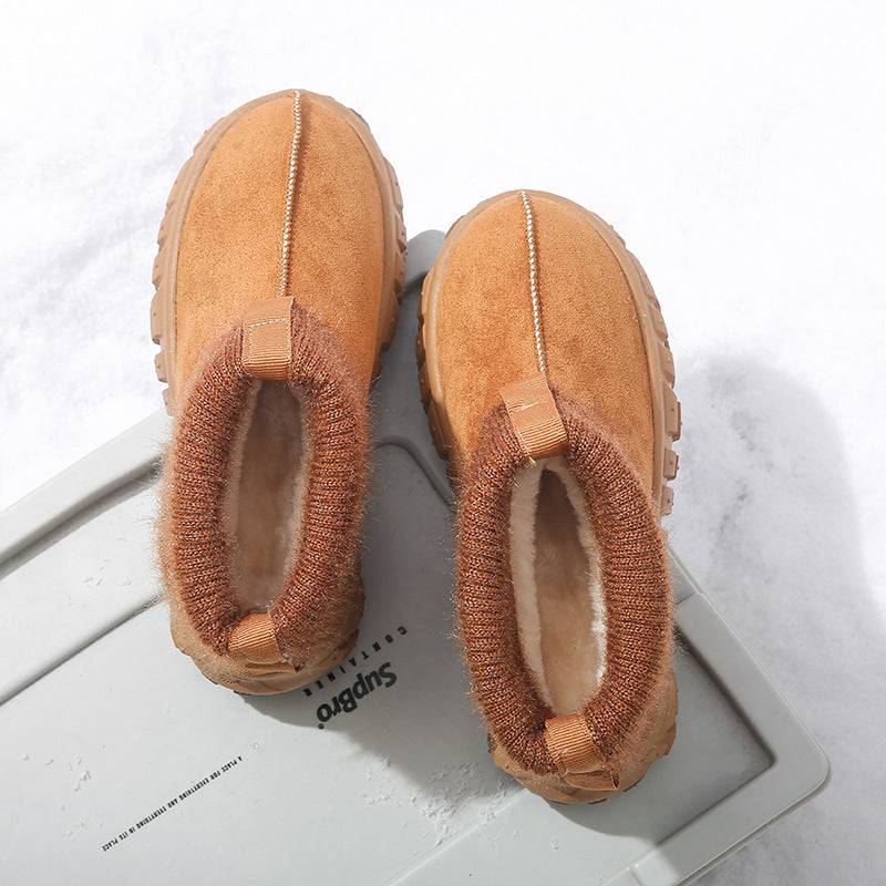 Botas de nieve de invierno con diseño de suela de neumático antideslizante, botines de gamuza cálidos para exteriores a la moda para mujer