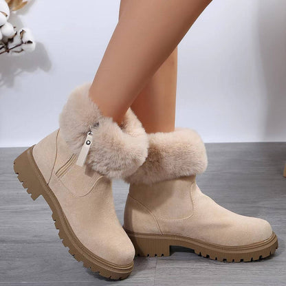 Warm Plush Boots Winter Fashion Side-Zipper Snow Boot For Women Outdoor Thickened Low-heelded Shoes - ALL-IN-ONE GENSTORE & SERVICES