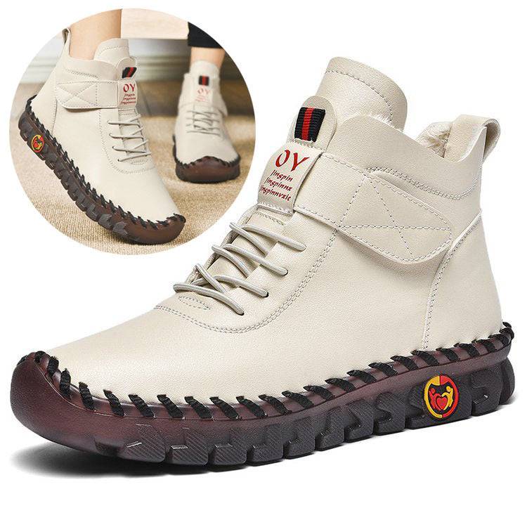 Bottes de neige pour femmes, bottines d'hiver chaudes à lacets en peluche avec fil à coudre, nouvelle conception imperméable antidérapante à plateforme, chaussures confortables