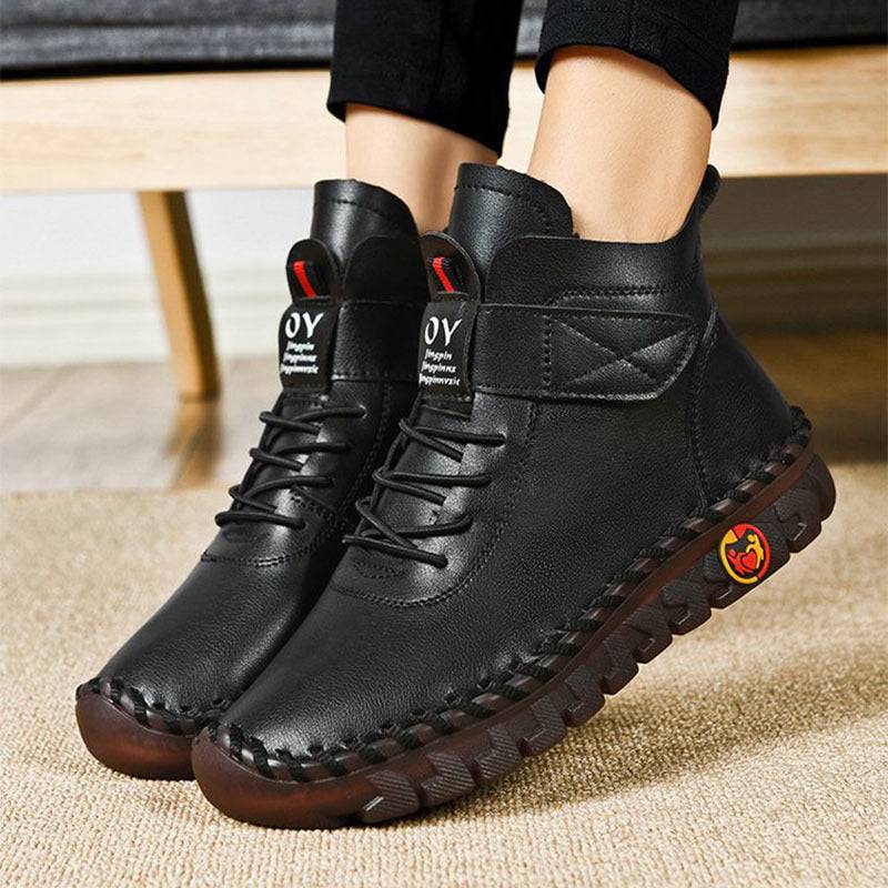 Bottes de neige pour femmes, bottines d'hiver chaudes à lacets en peluche avec fil à coudre, nouvelle conception imperméable antidérapante à plateforme, chaussures confortables