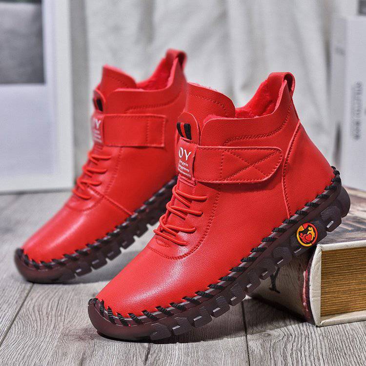 Bottes de neige pour femmes, bottines d'hiver chaudes à lacets en peluche avec fil à coudre, nouvelle conception imperméable antidérapante à plateforme, chaussures confortables