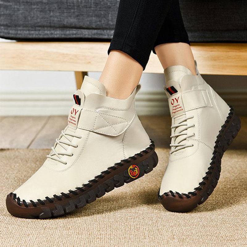 Bottes de neige pour femmes, bottines d'hiver chaudes à lacets en peluche avec fil à coudre, nouvelle conception imperméable antidérapante à plateforme, chaussures confortables