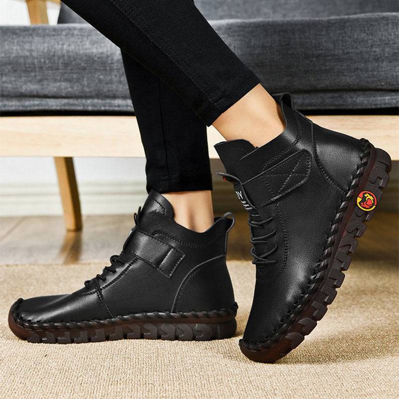 Bottes de neige pour femmes, bottines d'hiver chaudes à lacets en peluche avec fil à coudre, nouvelle conception imperméable antidérapante à plateforme, chaussures confortables