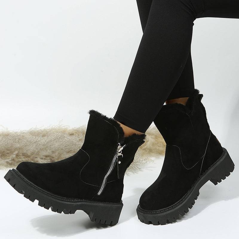 Bottes de neige épaisses en peluche pour femmes, chaussures d'hiver antidérapantes en faux daim