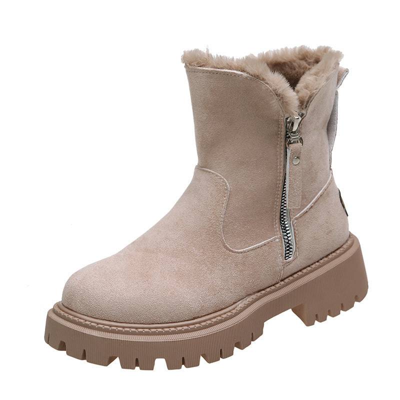 Bottes de neige épaisses en peluche pour femmes, chaussures d'hiver antidérapantes en faux daim