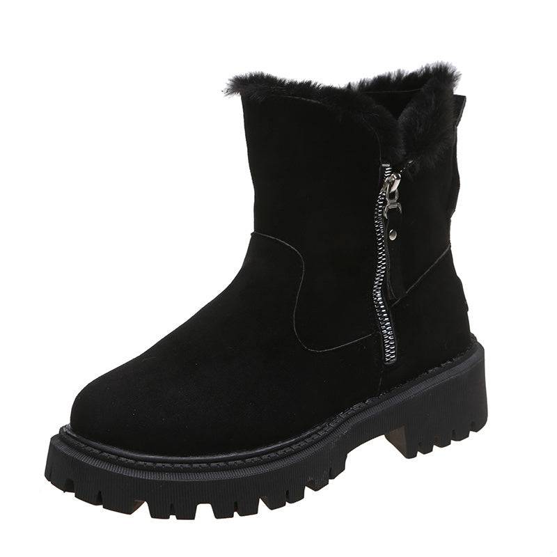 Bottes de neige épaisses en peluche pour femmes, chaussures d'hiver antidérapantes en faux daim