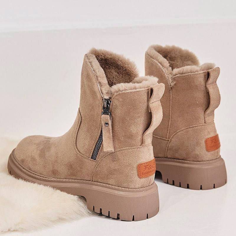 Bottes de neige épaisses en peluche pour femmes, chaussures d'hiver antidérapantes en faux daim