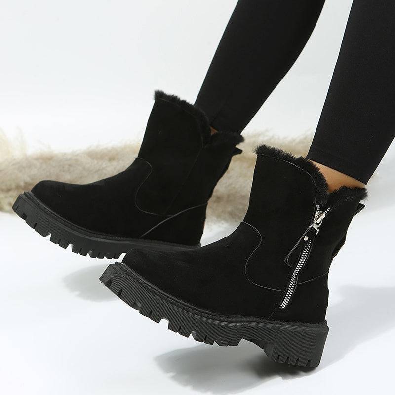 Bottes de neige épaisses en peluche pour femmes, chaussures d'hiver antidérapantes en faux daim