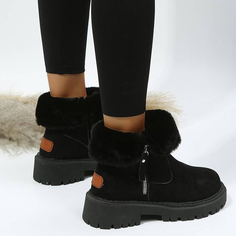 Bottes de neige épaisses en peluche pour femmes, chaussures d'hiver antidérapantes en faux daim