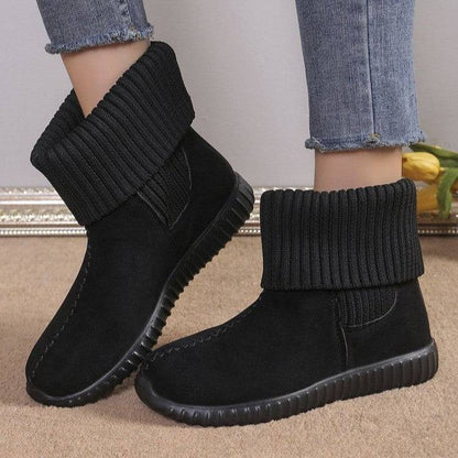 Flat Ankle Boots With Reversible Knitted Design Winter Fashion Comfortable Snow Boot For Women Shoes - ALL-IN-ONE GENSTORE & SERVICES