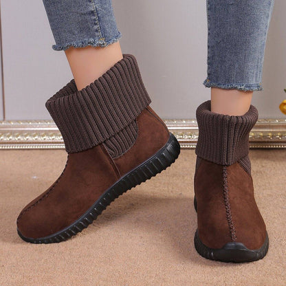 Flat Ankle Boots With Reversible Knitted Design Winter Fashion Comfortable Snow Boot For Women Shoes - ALL-IN-ONE GENSTORE & SERVICES