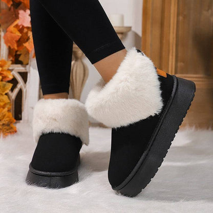 Winter Plush Snow Boots Fashion Round Toe Flat Thickened Suede Cotton Shoes For Women Casual Warm Short Boot - ALL-IN-ONE GENSTORE & SERVICES