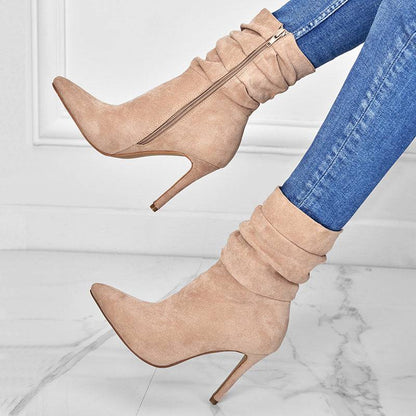 Pointed Toe Stiletto Heel Ankle Boots For Women Side Zipper Shoes - ALL-IN-ONE GENSTORE & SERVICES