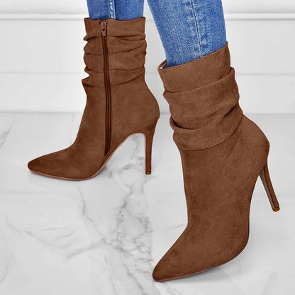 Pointed Toe Stiletto Heel Ankle Boots For Women Side Zipper Shoes - ALL-IN-ONE GENSTORE & SERVICES