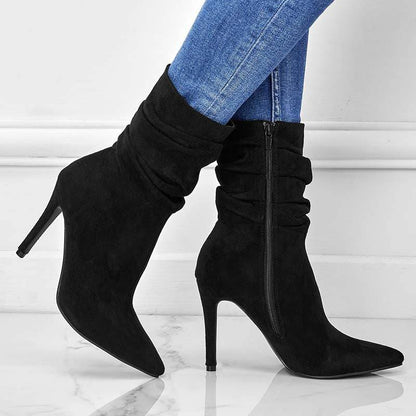 Pointed Toe Stiletto Heel Ankle Boots For Women Side Zipper Shoes - ALL-IN-ONE GENSTORE & SERVICES