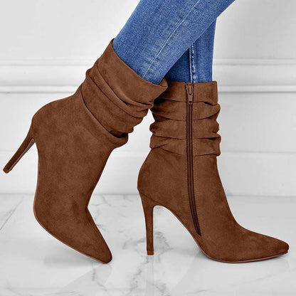 Pointed Toe Stiletto Heel Ankle Boots For Women Side Zipper Shoes - ALL-IN-ONE GENSTORE & SERVICES