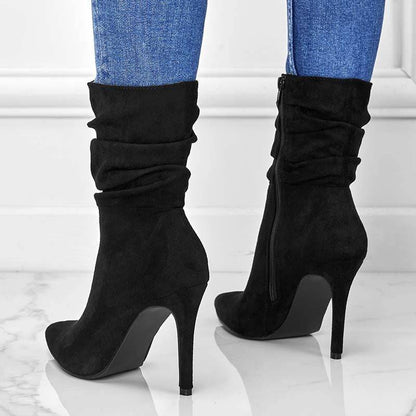 Pointed Toe Stiletto Heel Ankle Boots For Women Side Zipper Shoes - ALL-IN-ONE GENSTORE & SERVICES