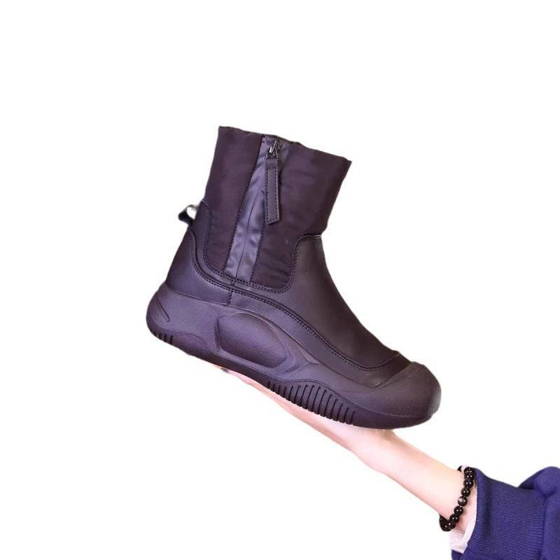 Botas de nieve de felpa de invierno con cremallera lateral, cálidas, de suela gruesa, antideslizantes, impermeables, zapatos cortos para mujer