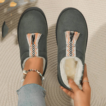 Winter Plush Home Slippers Fashion Round Toe Flat Suede Garden Shoes Indoor Warm Floor Bedroom Slipper For Women - ALL-IN-ONE GENSTORE & SERVICES