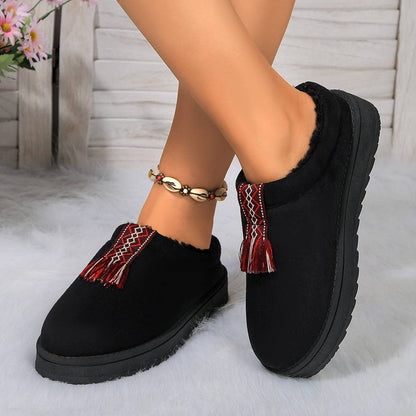 Winter Plush Home Slippers Fashion Round Toe Flat Suede Garden Shoes Indoor Warm Floor Bedroom Slipper For Women - ALL-IN-ONE GENSTORE & SERVICES