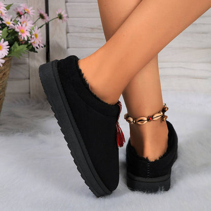 Winter Plush Home Slippers Fashion Round Toe Flat Suede Garden Shoes Indoor Warm Floor Bedroom Slipper For Women - ALL-IN-ONE GENSTORE & SERVICES