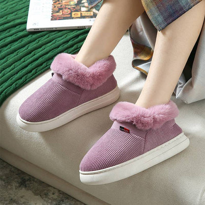 Winter Plush Cotton Shoes For Men And Women Cozy Fluffy Corduroy House Slippers Warm Slip On Fleece House Shoes - ALL-IN-ONE GENSTORE & SERVICES