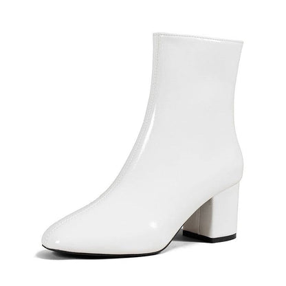Chunky Heel Pointed Toe Boots With Side Zipper Fashion Mid-calf Boot For Women Shoes - ALL-IN-ONE GENSTORE & SERVICES