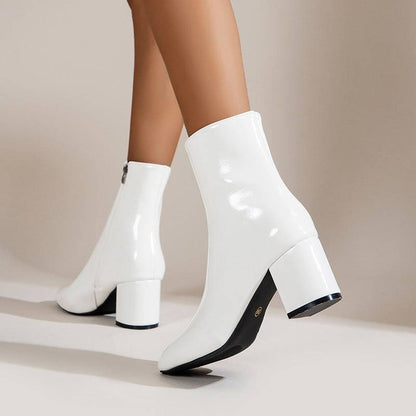 Chunky Heel Pointed Toe Boots With Side Zipper Fashion Mid-calf Boot For Women Shoes - ALL-IN-ONE GENSTORE & SERVICES
