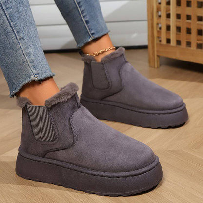 Winter Snow Boots Fashion Flat Thick-soled Cotton Shoes Round Toe Warm Plush Ankle Boot For Women - ALL-IN-ONE GENSTORE & SERVICES
